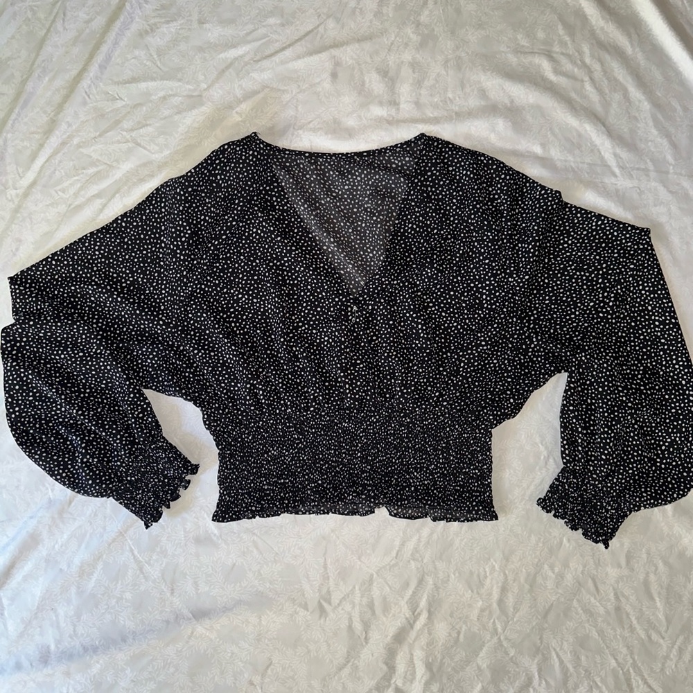 Black Polka Dot Women's Top